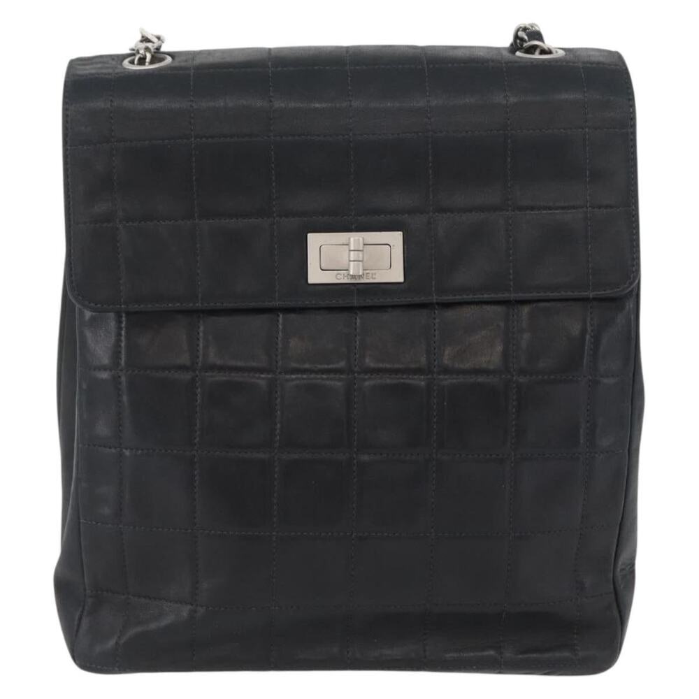 Chanel Lambskin Choco Bar Chain Shoulder Bag Black